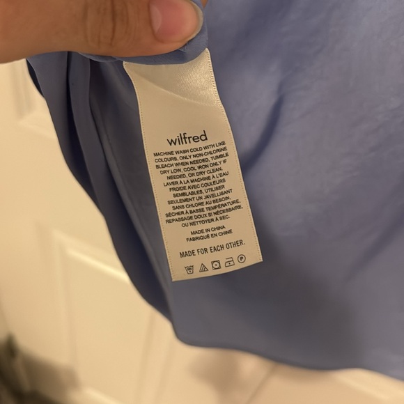 Aritzia Wilfred Only Slip Mini Dress Sz L Soft Iris - Picture 6 of 6